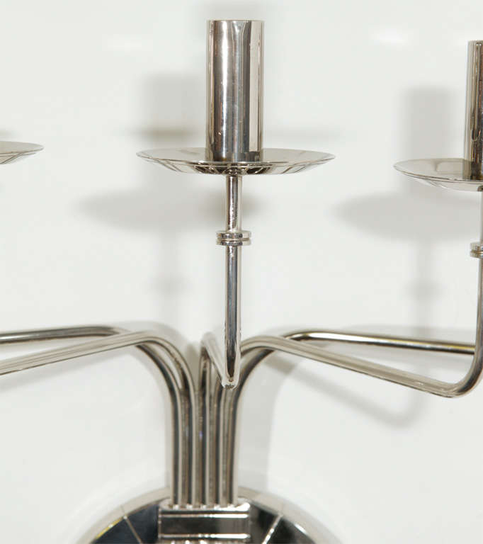 Regency Modern Nickel Sconce By  Tommi Parzinger for Doryln In Excellent Condition In New York, NY